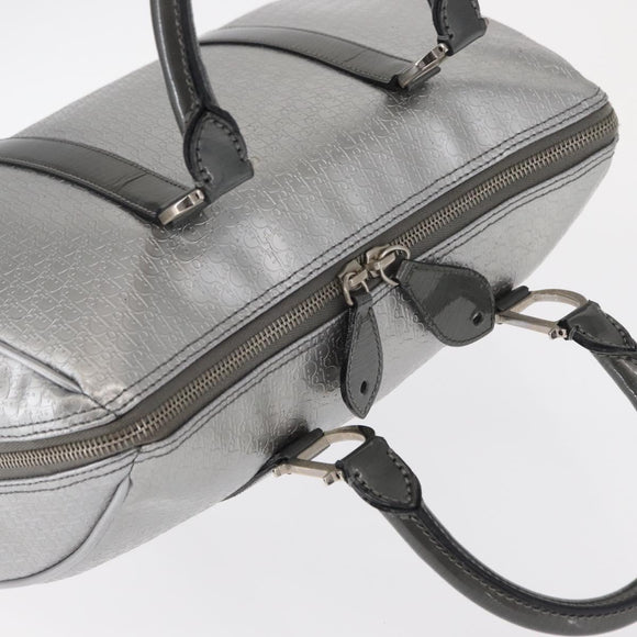 Christian Dior Trotter Canvas Hand Bag PVC Gray Silver Auth yk20143