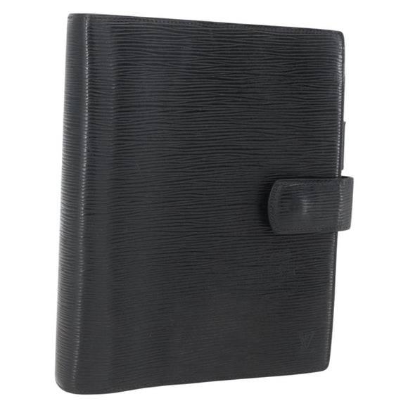 LOUIS VUITTON Epi Agenda GM Day Planner Cover Black Gold R20212 LV Auth yk20152