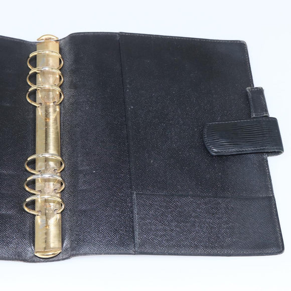 LOUIS VUITTON Epi Agenda GM Day Planner Cover Black Gold R20212 LV Auth yk20152
