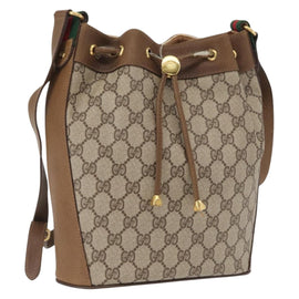 GUCCI GG Supreme Web Sherry Line Bag PVC Beige Gold 41 02 034 Auth yk20162