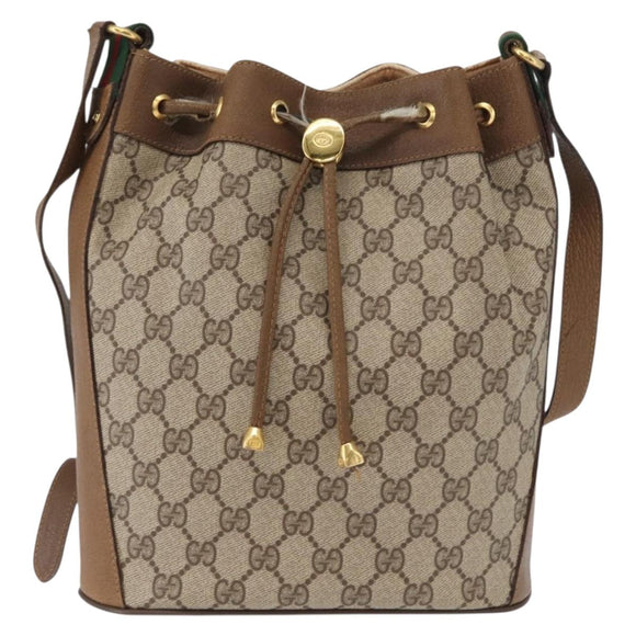 GUCCI GG Supreme Web Sherry Line Bag PVC Beige Gold 41 02 034 Auth yk20162