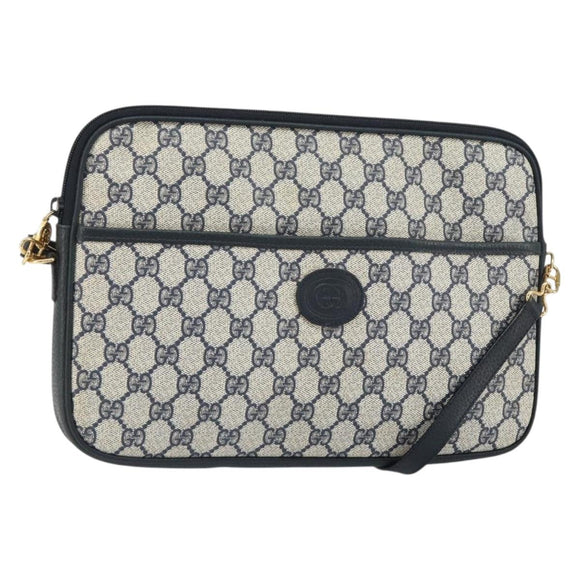 GUCCI GG Supreme Shoulder Bag PVC Navy Gold 004 89 0262 Auth yk20163