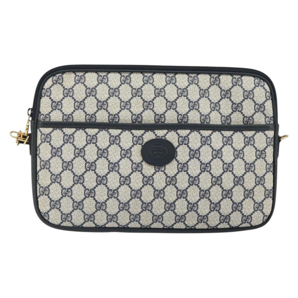 GUCCI GG Supreme Shoulder Bag PVC Navy Gold 004 89 0262 Auth yk20163