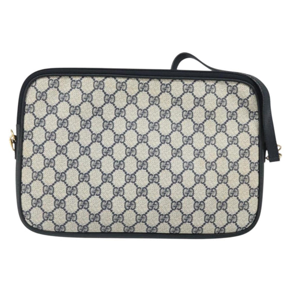 GUCCI GG Supreme Shoulder Bag PVC Navy Gold 004 89 0262 Auth yk20163