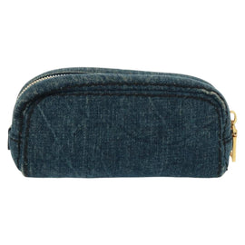 PRADA Pouch Denim Blue Gold Auth yk20168V - 0