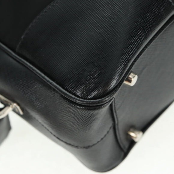 PRADA Shoulder Bag Nylon Leather Black Silver Auth yk20181V