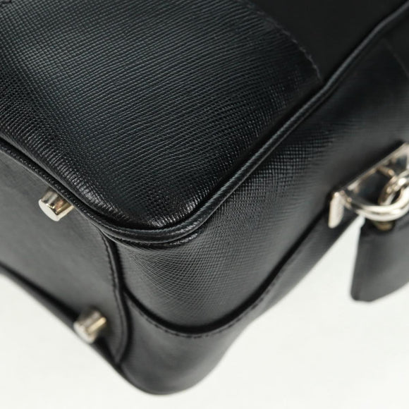PRADA Shoulder Bag Nylon Leather Black Silver Auth yk20181V