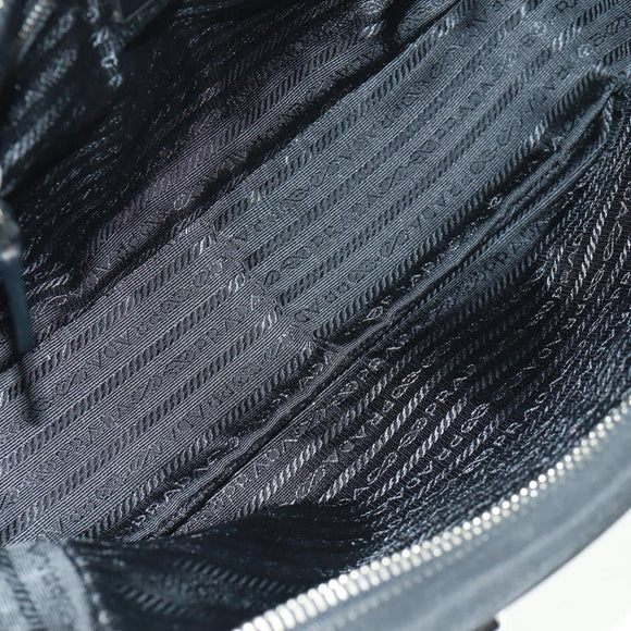 PRADA Shoulder Bag Nylon Leather Black Silver Auth yk20181V