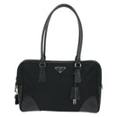 PRADA Shoulder Bag Nylon Leather Black Silver Auth yk20181V-13