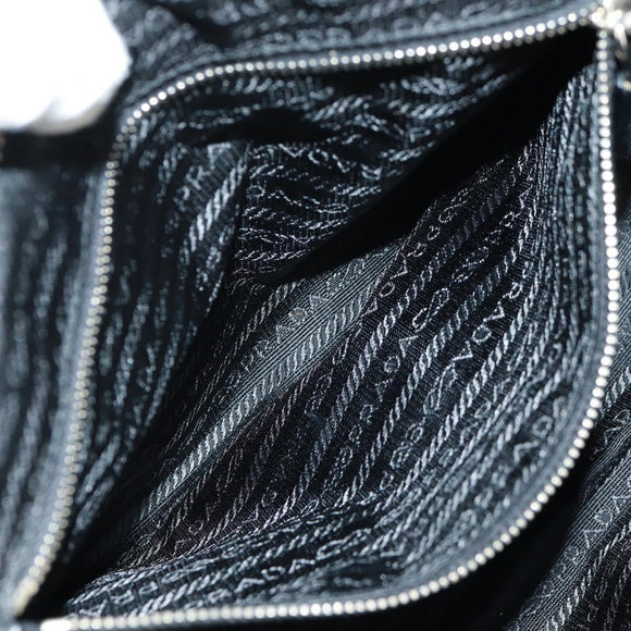 PRADA Shoulder Bag Nylon Leather Black Silver Auth yk20181V