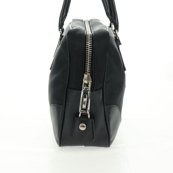 PRADA Shoulder Bag Nylon Leather Black Silver Auth yk20181V
