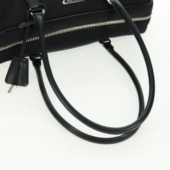PRADA Shoulder Bag Nylon Leather Black Silver Auth yk20181V