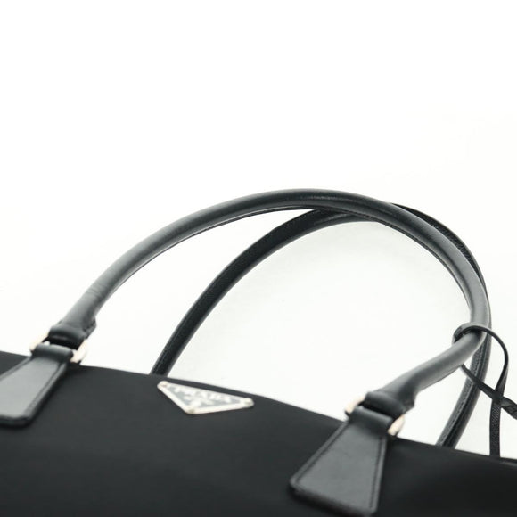 PRADA Shoulder Bag Nylon Leather Black Silver Auth yk20181V