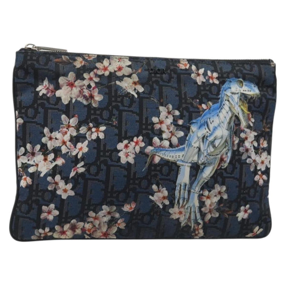 Christian Dior Trotter Canvas Hajime Sorayama Clutch Bag Nylon Navy Original yk20185