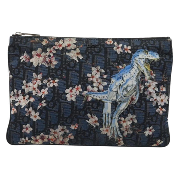 Christian Dior Trotter Canvas Hajime Sorayama Clutch Bag Nylon Navy Original yk20185