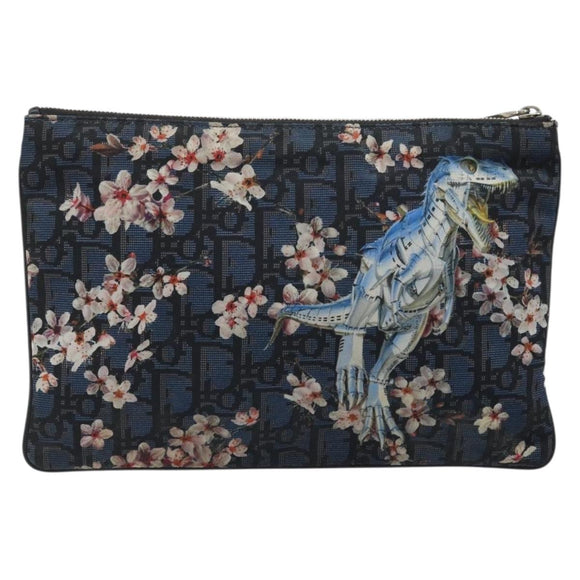Christian Dior Trotter Canvas Hajime Sorayama Clutch Bag Nylon Navy Original yk20185