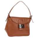 FENDI Mamma Baguette Shoulder Bag Leather Brown Auth yk20189SAV-1