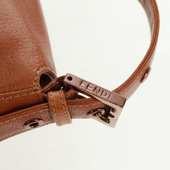 FENDI Mamma Baguette Shoulder Bag Leather Brown Auth yk20189SAV