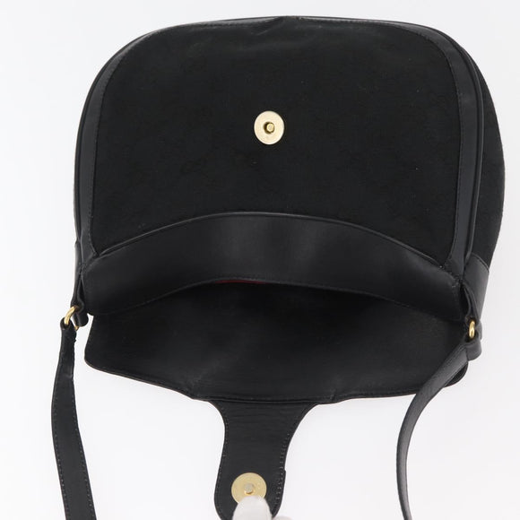 GUCCI GG Canvas Web Sherry Line Shoulder Bag Black Gold 10 02 056 Auth yk20193A