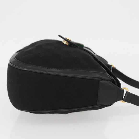 GUCCI GG Canvas Web Sherry Line Shoulder Bag Black Gold 10 02 056 Auth yk20193A