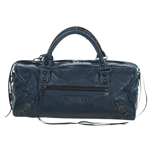 BALENCIAGA The Twiggy Hand Bag Leather 2way Navy 128523 Auth yk20202SAM