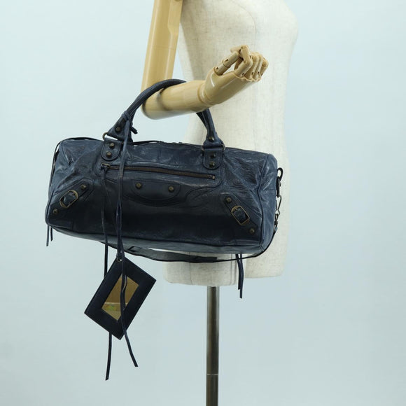 BALENCIAGA The Twiggy Hand Bag Leather 2way Navy 128523 Auth yk20202SAM