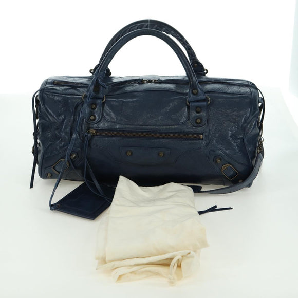 BALENCIAGA The Twiggy Hand Bag Leather 2way Navy 128523 Auth yk20202SAM