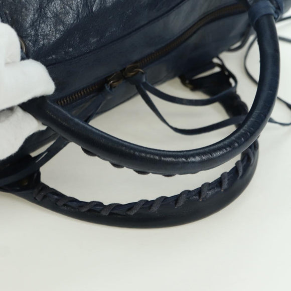 BALENCIAGA The Twiggy Hand Bag Leather 2way Navy 128523 Auth yk20202SAM