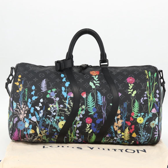 LOUIS VUITTON Eclipse Floral Keepall Bandouliere 50 Bag M45062 LV Auth yk20204SM