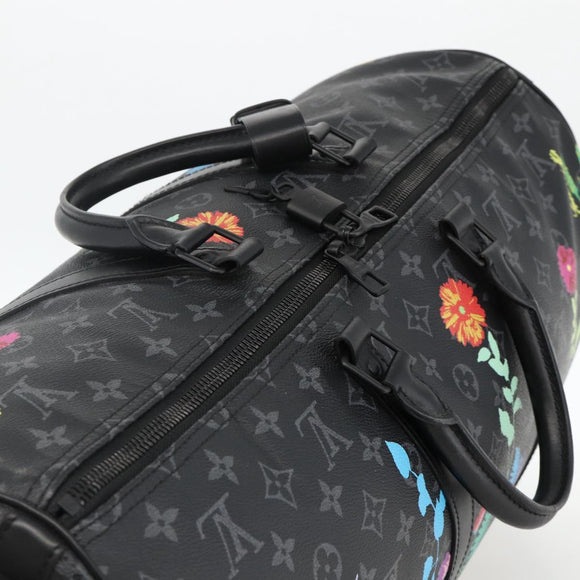 LOUIS VUITTON Eclipse Floral Keepall Bandouliere 50 Bag M45062 LV Auth yk20204SM