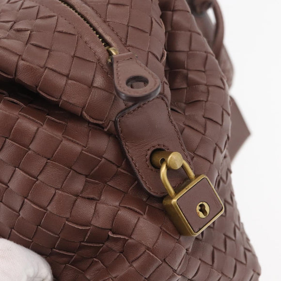 BOTTEGA VENETA INTRECCIATO Hand Bag Leather Brown Gold 173398 Auth yk20211SAV