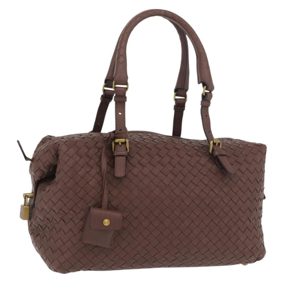 BOTTEGA VENETA INTRECCIATO Hand Bag Leather Brown Gold 173398 Auth yk20211SAV