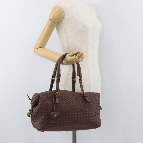BOTTEGA VENETA INTRECCIATO Hand Bag Leather Brown Gold 173398 Auth yk20211SAV
