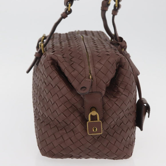 BOTTEGA VENETA INTRECCIATO Hand Bag Leather Brown Gold 173398 Auth yk20211SAV