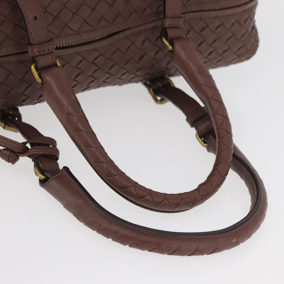 BOTTEGA VENETA INTRECCIATO Hand Bag Leather Brown Gold 173398 Auth yk20211SAV