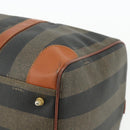 FENDI Pecan Canvas Boston Bag PVC Brown Black Auth yk20237-16