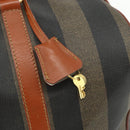 FENDI Pecan Canvas Boston Bag PVC Brown Black Auth yk20237-9