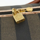 FENDI Pecan Canvas Boston Bag PVC Brown Black Auth yk20237-18