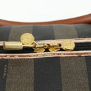 FENDI Pecan Canvas Boston Bag PVC Brown Black Auth yk20237-10
