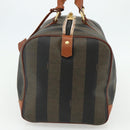 FENDI Pecan Canvas Boston Bag PVC Brown Black Auth yk20237-4