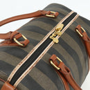 FENDI Pecan Canvas Boston Bag PVC Brown Black Auth yk20237-6