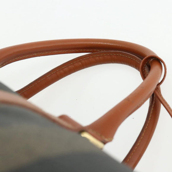 FENDI Pecan Canvas Boston Bag PVC Brown Black Auth yk20237