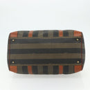FENDI Pecan Canvas Boston Bag PVC Brown Black Auth yk20237-5