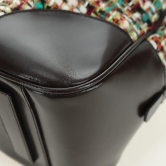 PRADA Shoulder Bag Tweed Multicolor Silver Auth yk20245SAM