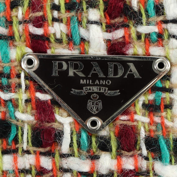 PRADA Shoulder Bag Tweed Multicolor Silver Auth yk20245SAM