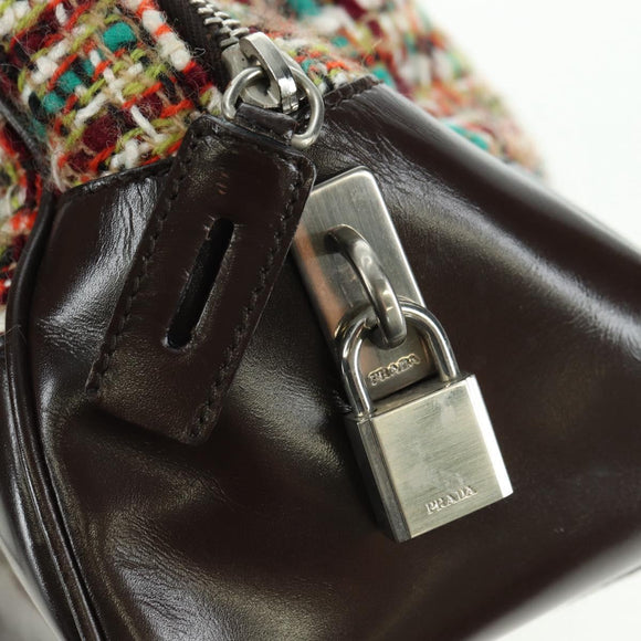 PRADA Shoulder Bag Tweed Multicolor Silver Auth yk20245SAM