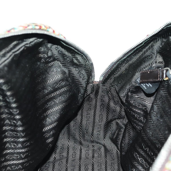 PRADA Shoulder Bag Tweed Multicolor Silver Auth yk20245SAM