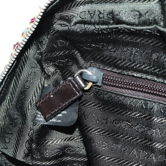 PRADA Shoulder Bag Tweed Multicolor Silver Auth yk20245SAM