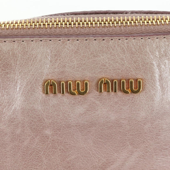 Miu Miu Matelasse Hand Bag Leather 2way Pink Gold Auth yk20248SAM