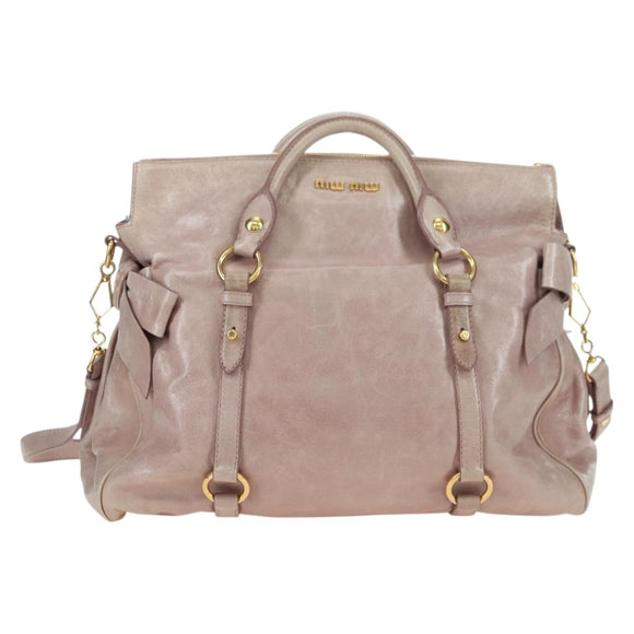 Miu Miu Matelasse Hand Bag Leather 2way Pink Gold Auth yk20248SAM